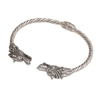 Alternate image for Dragon-Themed Sterling Silver Cuff Bracelet from Bali Dragon Siblings