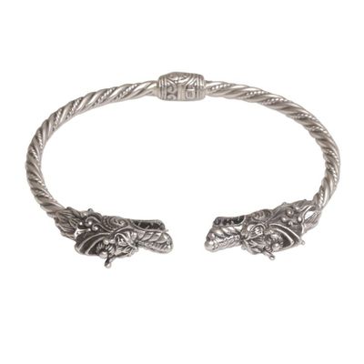 Alternate image for Dragon-Themed Sterling Silver Cuff Bracelet from Bali Dragon Siblings