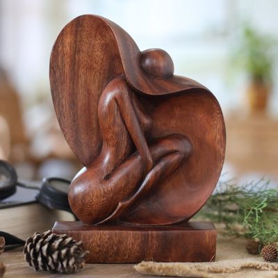 Alternate image for Abstract Female Form Wood Sculpture Hand-Carved in Bali Female Beauty