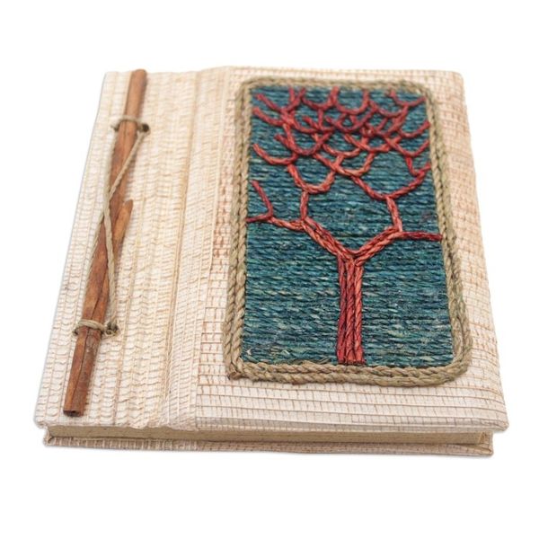 Alternate image for Hand-Crafted Eco-Friendly Natural Fiber Tree-Themed Journal Under The Tree