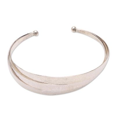 Alternate image for Triple Arc Hammered Finish Sterling Silver Cuff Bracelet Merging Paths