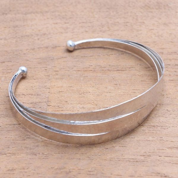 Alternate image for Triple Arc Hammered Finish Sterling Silver Cuff Bracelet Merging Paths