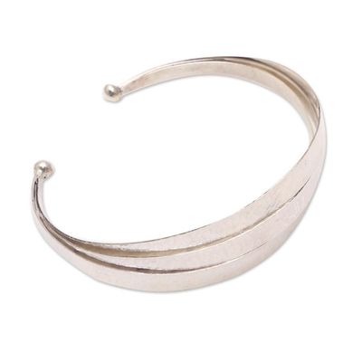 Alternate image for Triple Arc Hammered Finish Sterling Silver Cuff Bracelet Merging Paths