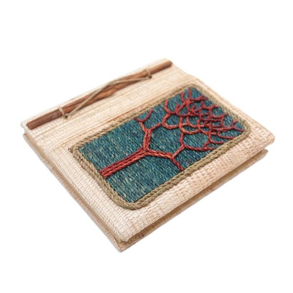 Alternate image for Hand-Crafted Eco-Friendly Natural Fiber Tree-Themed Journal Under The Tree