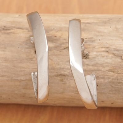 Alternate image for Minimalist Geometric Sterling Silver Half-Hoop Earrings Geometric Dame