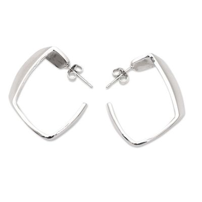Alternate image for Minimalist Geometric Sterling Silver Half-Hoop Earrings Geometric Dame