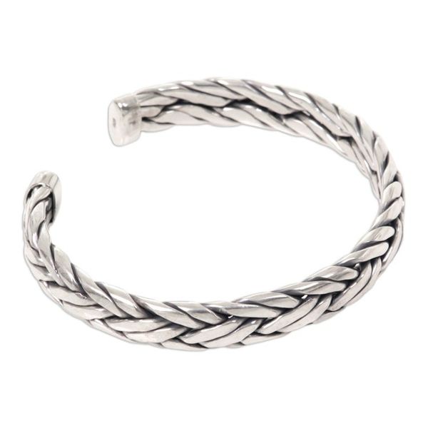 Alternate image for Mens Modern Sterling Silver Cuff Bracelet Flowing Water