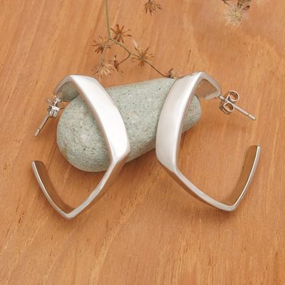 Alternate image for Minimalist Geometric Sterling Silver Half-Hoop Earrings Geometric Dame