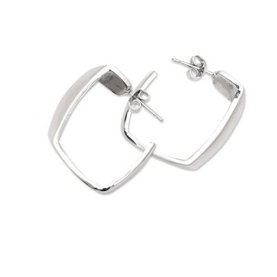 Alternate image for Minimalist Geometric Sterling Silver Half-Hoop Earrings Geometric Dame