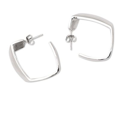 Alternate image for Minimalist Geometric Sterling Silver Half-Hoop Earrings Geometric Dame