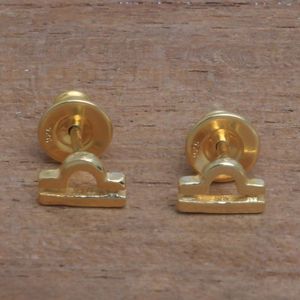 Image for 18k Gold Plated Sterling Silver Libra Stud Earrings 'Golden Libra'