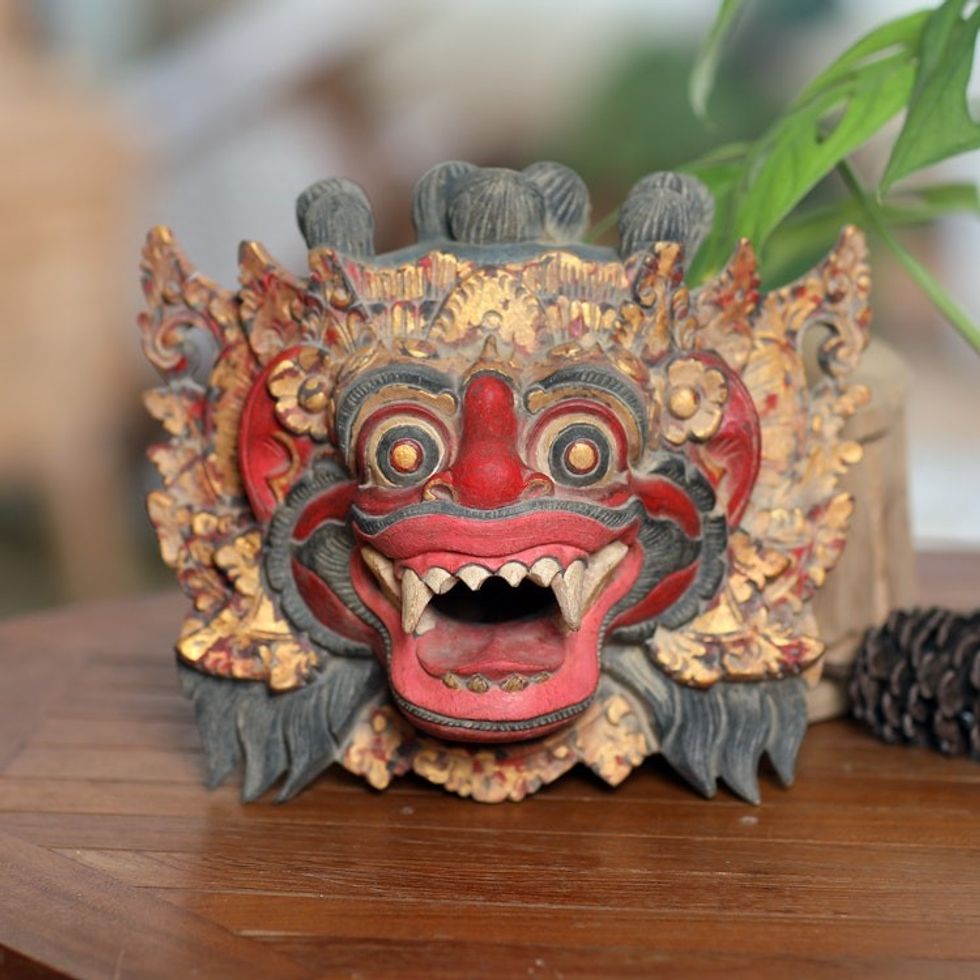 Handcrafted Acacia Wood Mask of Balinese Barong 'Barong of Bali'