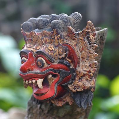 Alternate image for Handcrafted Acacia Wood Mask of Balinese Barong Barong of Bali