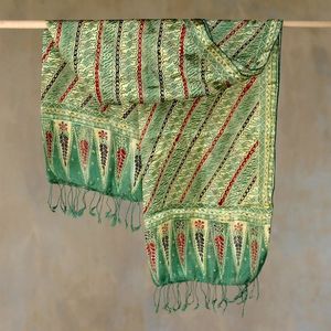 Image for Batik Silk Patterned Scarf 'Jade Princess'