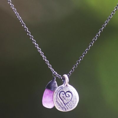 Alternate image for Amethyst and 925 Sterling Silver Necklace Heart Jewelry Inspiring Heart