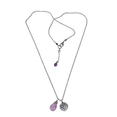 Alternate image for Amethyst and 925 Sterling Silver Necklace Heart Jewelry Inspiring Heart