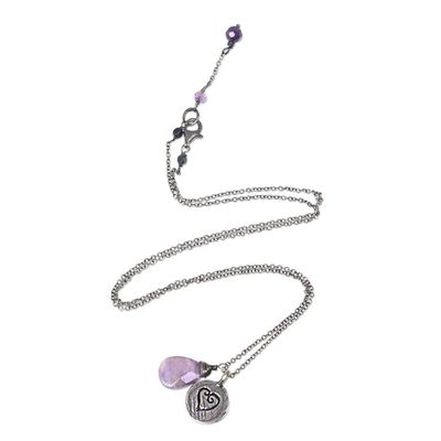 Alternate image for Amethyst and 925 Sterling Silver Necklace Heart Jewelry Inspiring Heart