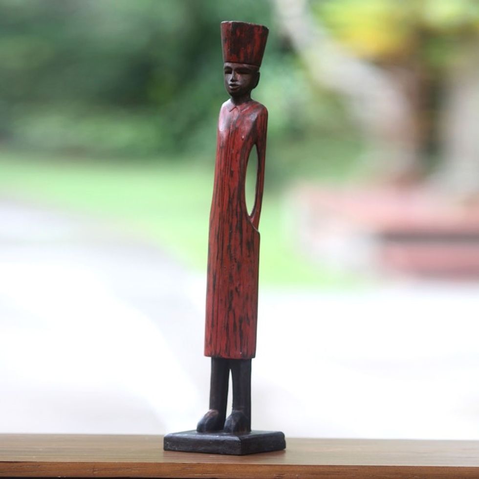 Artisan Hand Carved Wood Sculpture of Arabian Merchant 'Arabian Merchant'