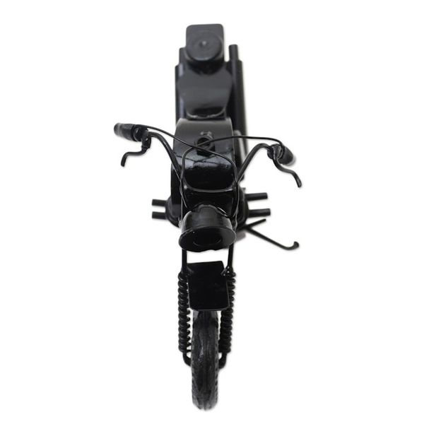 Alternate image for Recycled Metal Black Motorbike Sculpture Moto Racer in Black