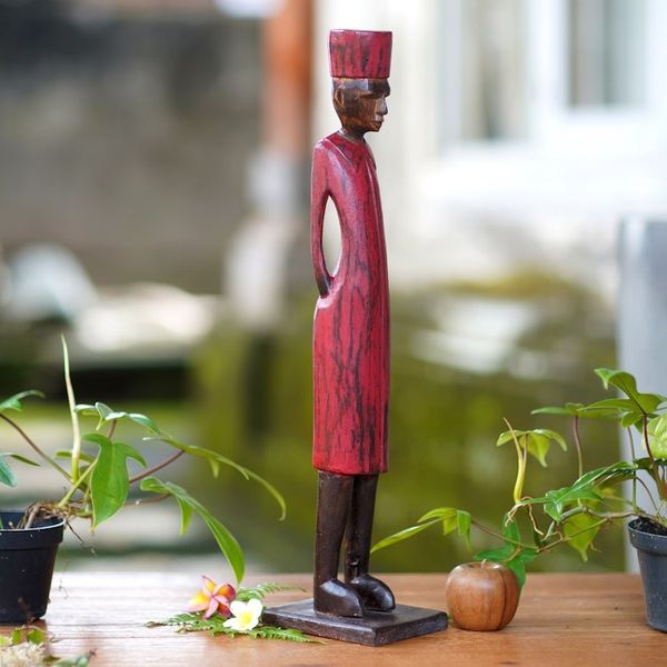 Alternate image for Artisan Hand Carved Wood Sculpture of Arabian Merchant Arabian Merchant
