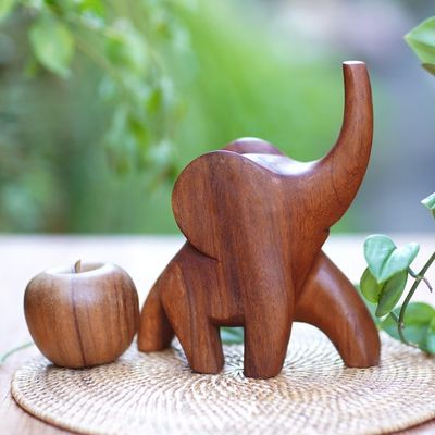 Alternate image for Hand Made Indonesian Wood Sculpture Elephant Strut