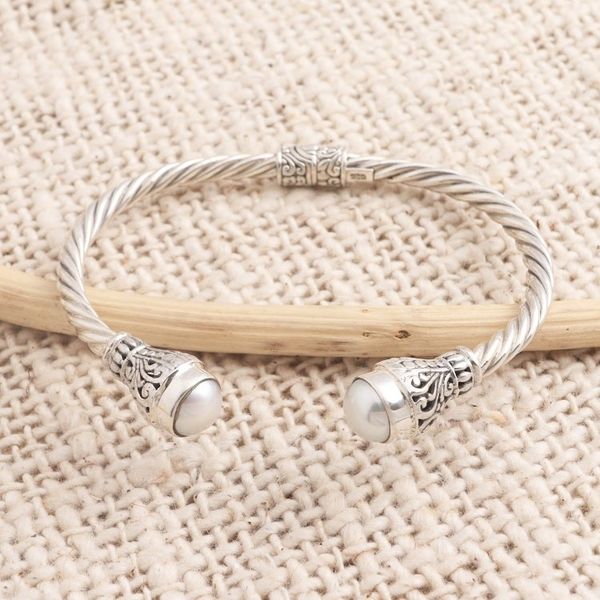 Alternate image for Cultured Pearl and Sterling Silver Cuff Bracelet Royal Torch