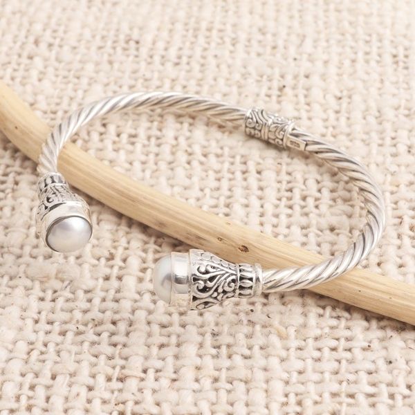 Alternate image for Cultured Pearl and Sterling Silver Cuff Bracelet Royal Torch