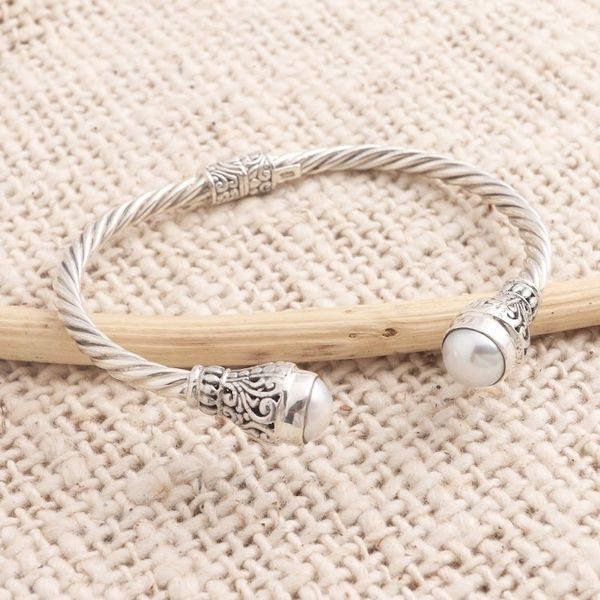 Alternate image for Cultured Pearl and Sterling Silver Cuff Bracelet Royal Torch