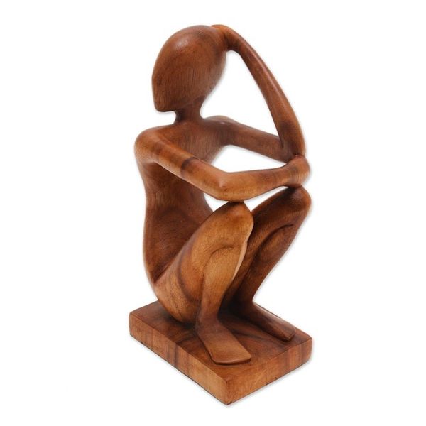 Alternate image for Abstract Wood Sculpture Portrait Thinker