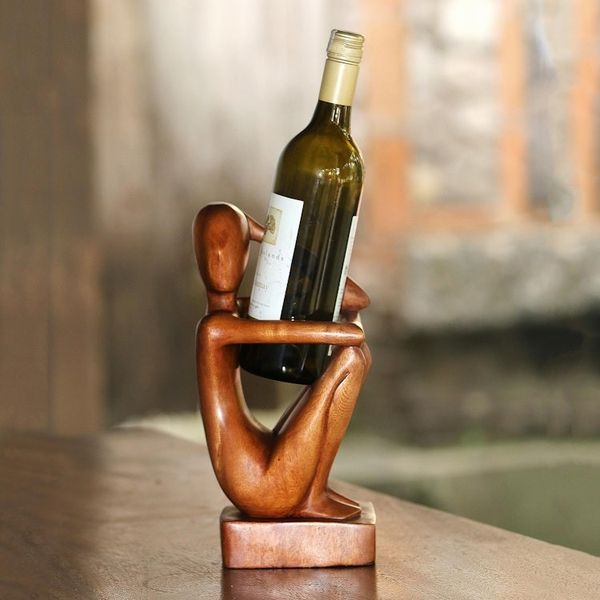 Alternate image for Abstract Wood Sculpture Portrait Thinker
