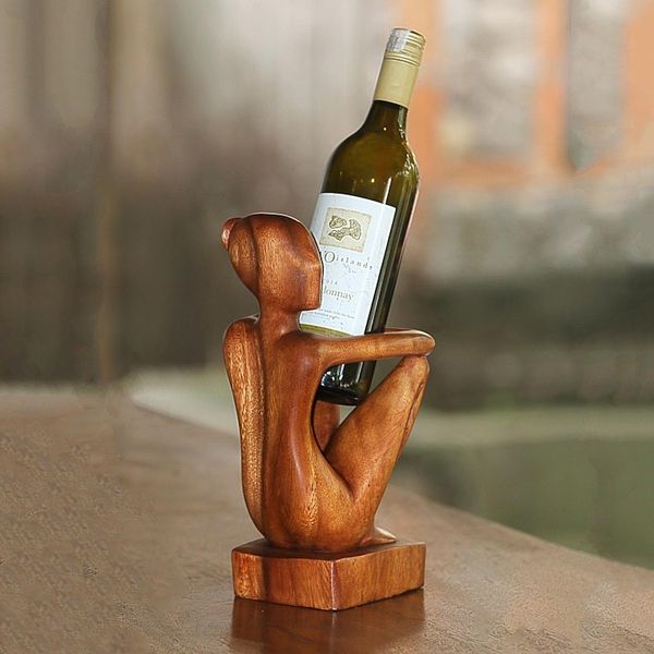 Alternate image for Abstract Wood Sculpture Portrait Thinker