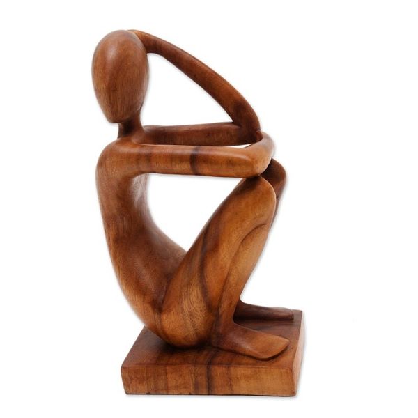 Alternate image for Abstract Wood Sculpture Portrait Thinker