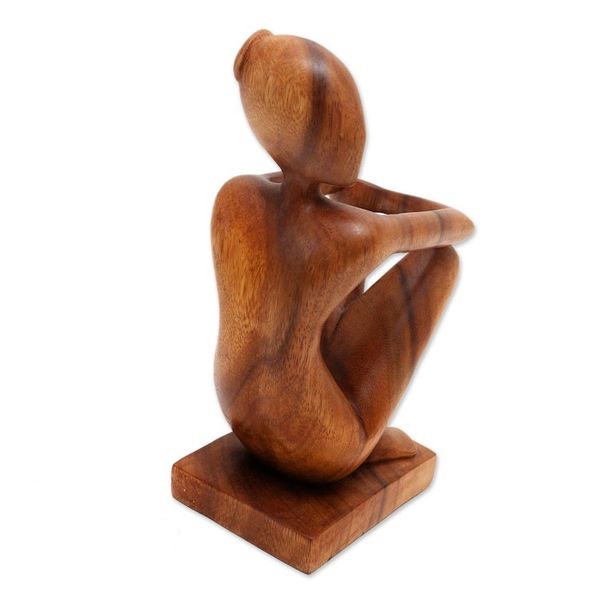 Alternate image for Abstract Wood Sculpture Portrait Thinker