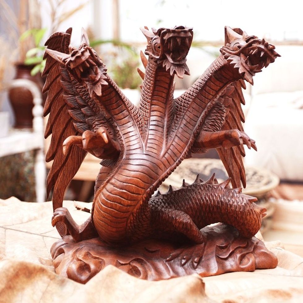 Unique Wood Dragon Sculpture 'Guardian of the Home'