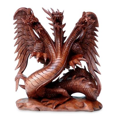 Alternate image for Unique Wood Dragon Sculpture Guardian of the Home