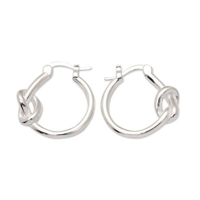 Alternate image for Sterling Silver Hoop Earrings in a High Polish Finish Luminous Knots