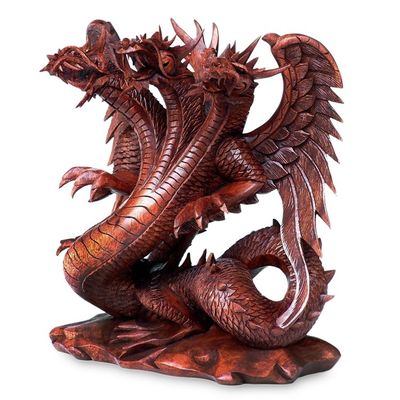 Alternate image for Unique Wood Dragon Sculpture Guardian of the Home