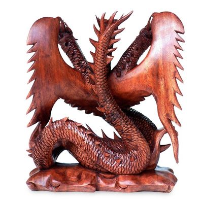 Alternate image for Unique Wood Dragon Sculpture Guardian of the Home
