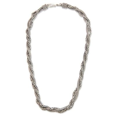 Alternate image for Fair Trade Borobudur Style Sterling Silver Torsade Necklace Borobudur Dragon