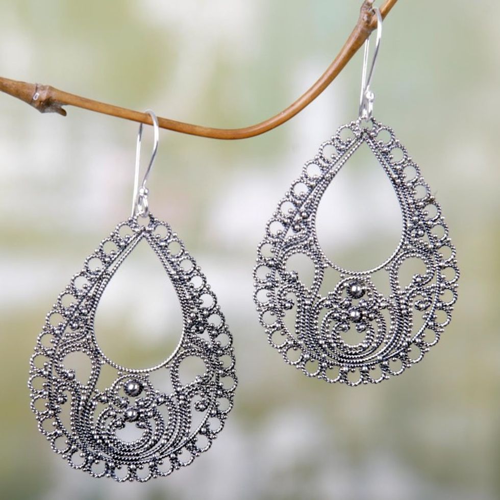 Sterling silver dangle earrings 'Bali Glam'