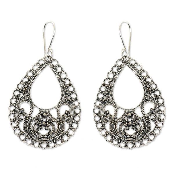 Alternate image for Sterling silver dangle earrings Bali Glam