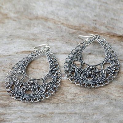 Alternate image for Sterling silver dangle earrings Bali Glam