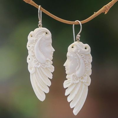 Alternate image for Bone Dangle Earrings of a Sibetan Woman from Bali Sibetan Woman