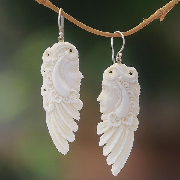 Alternate image for Bone Dangle Earrings of a Sibetan Woman from Bali Sibetan Woman