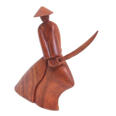 Alternate image for Handcrafted Wood Sculpture Indonesian Samurai