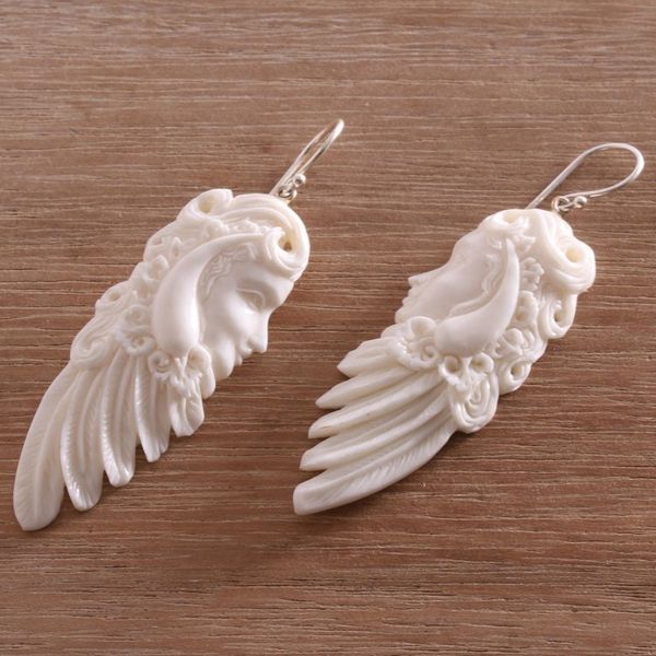 Alternate image for Bone Dangle Earrings of a Sibetan Woman from Bali Sibetan Woman