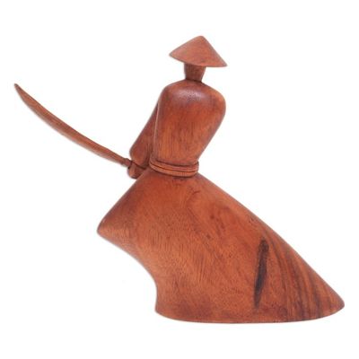 Alternate image for Handcrafted Wood Sculpture Indonesian Samurai
