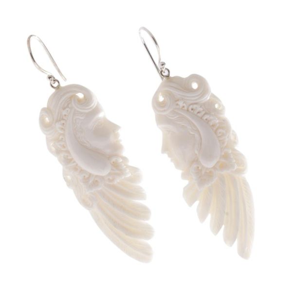Alternate image for Bone Dangle Earrings of a Sibetan Woman from Bali Sibetan Woman