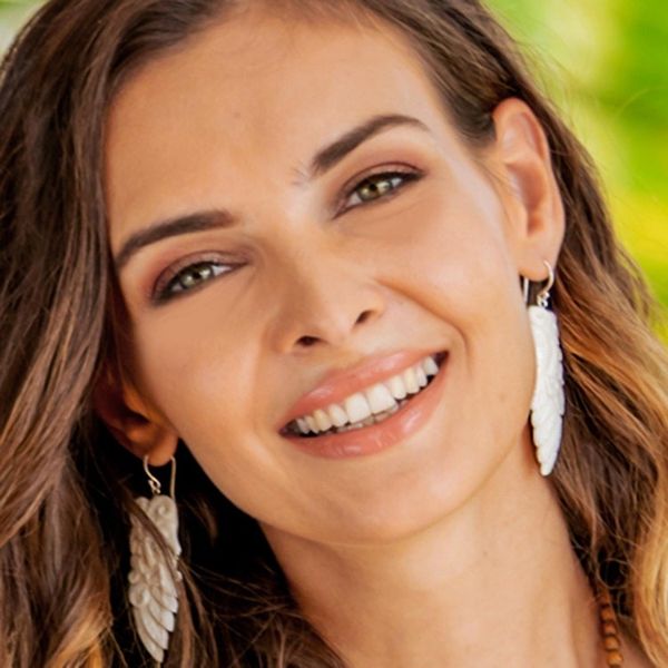 Alternate image for Bone Dangle Earrings of a Sibetan Woman from Bali Sibetan Woman