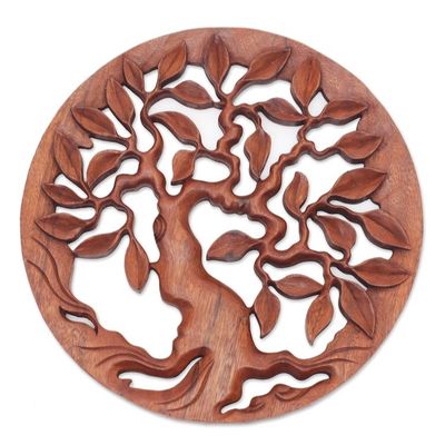 Alternate image for Hand Carved Balinese Relief Panel of the Tree of Life Venerable Tree